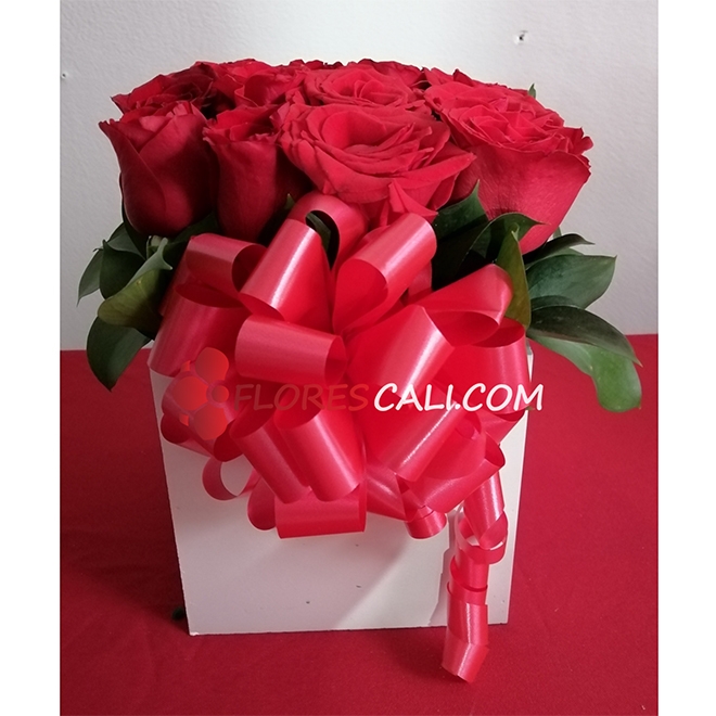 Cubo de rosas rojas Dia de la Madre 