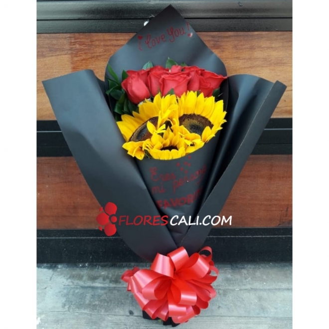 Cono marcado rosas y girasoles Dia de la Madre 