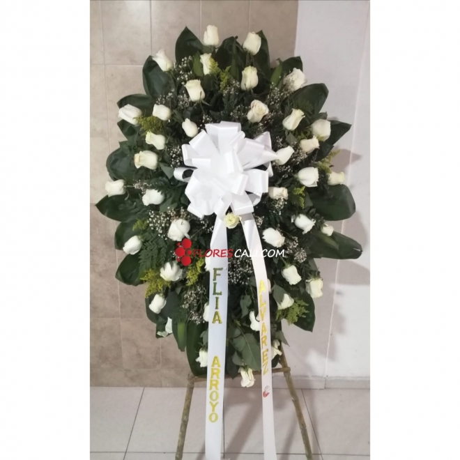 Corona fúnebre rosa blanca para ti en cali