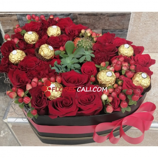 Corazón suculentas y chocolates Dia de la Madre 