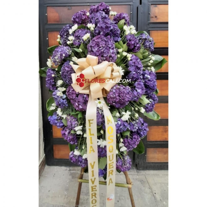 Corona funebre de hortensias en cali