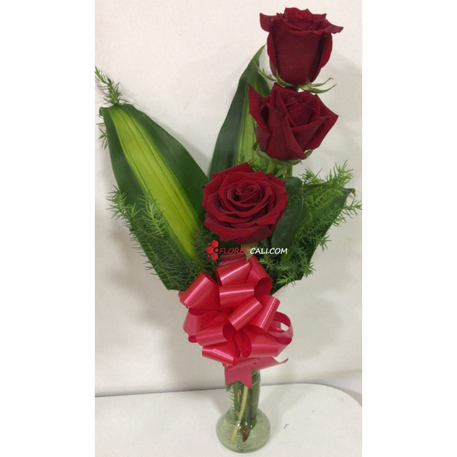 Solitario 3 rosas, ramo de flores mujeres