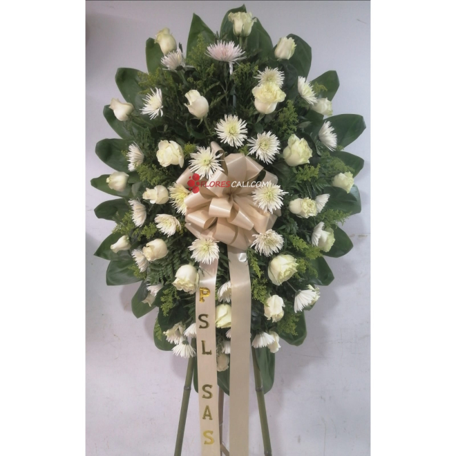 Corona fùnebre blanca, arreglos condolencias en cali
