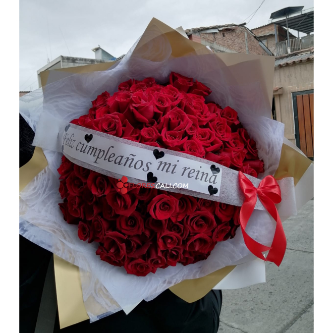 Bouquet buchon rojo pasión flores cali