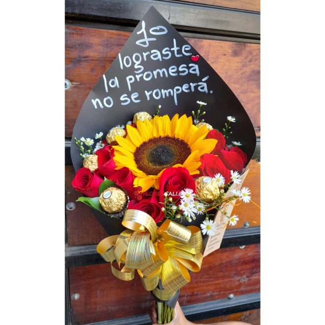 Bouquet circular con ferreros en cali