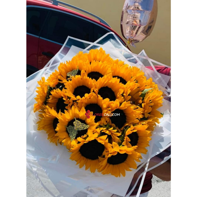 Bouquet buchon de girasoles en cali