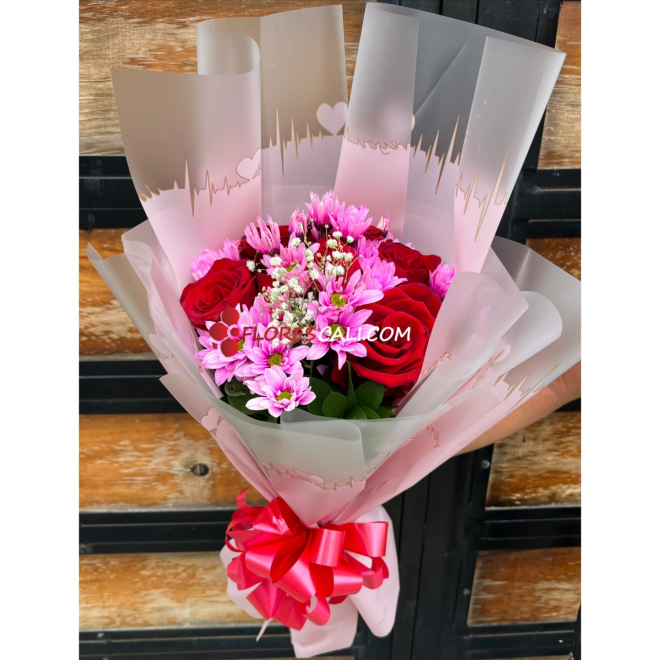 Bouquet rosas y margaritas en cali