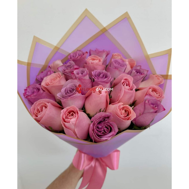 Bouquet tonos rosados floristerias en cali