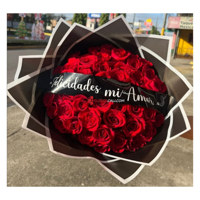 Buchon de rosas rojas amor flores en cali