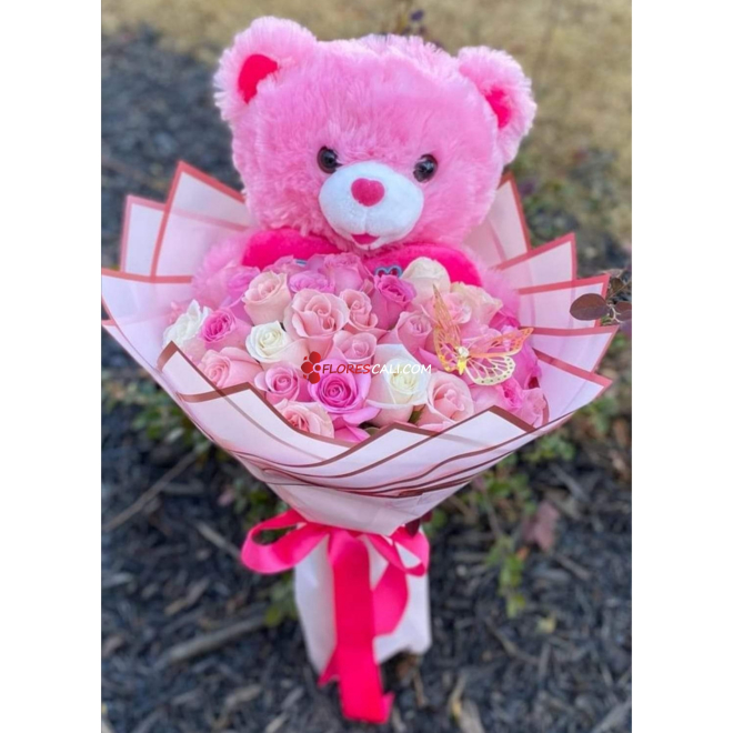 Bouquet con peluche para mujer especial cali
