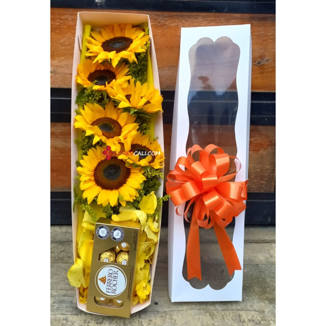 Caja de girasoles dia de las flores amarillas flores cali