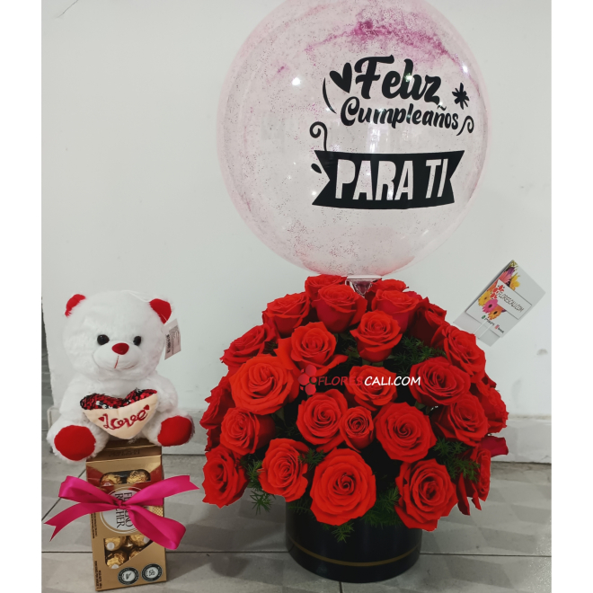 Cilindro floral para regalar cumpleaños mama cali