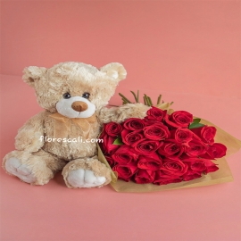 Oso y Flores dia de amor y amistad  