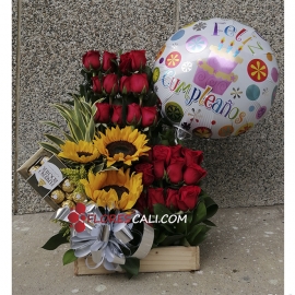 Arreglo girasoles y rosas día de la madre cali 
