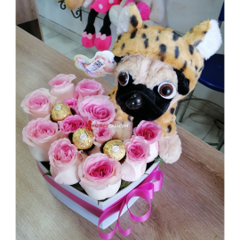 Corazon rosas, chocolates y peluche, ramos para regalar