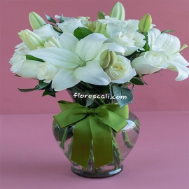 Jarron Rosas y lirios flores en cali 