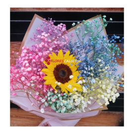 Bouquet girasol y perla colorida en cali