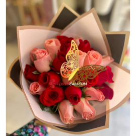 Bouquet rosas mariposa flores cali