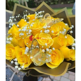 Bouquet x20 rosas y mariposas flores cali dia de las flores amarillas
